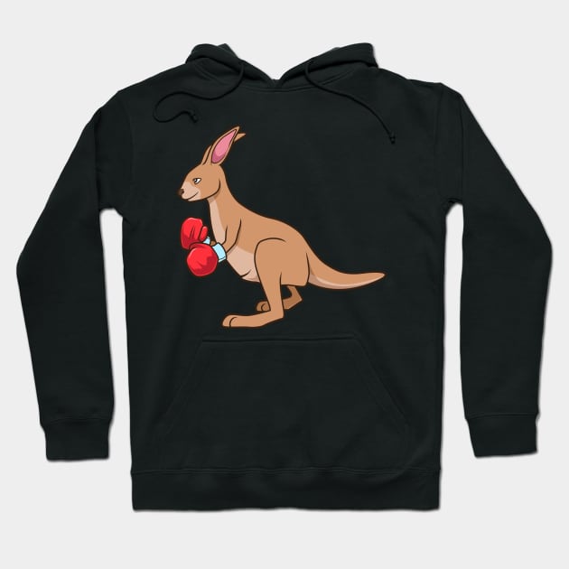 With Boxing Gloves - Cartoon Kangaroo Boxing Hoodie by Modern Medieval Design